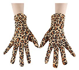 Seeksmile Erwachsene Spandex Handschuhe Handgelenk Länge Halloween Cosplay Kostüm Handschuh (freie Größe, Leopard)