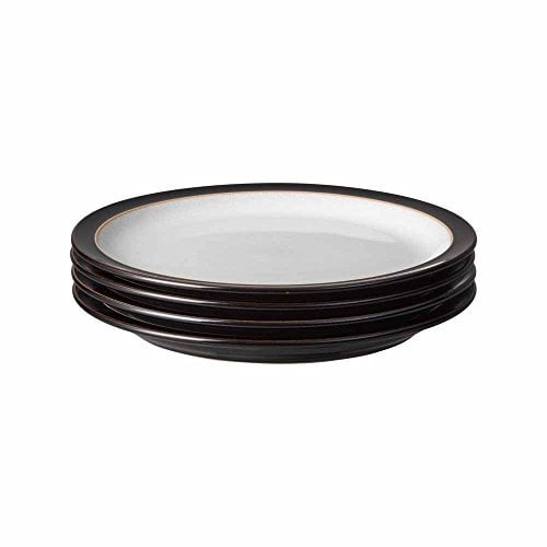 Juego de platos llanos Denby 406048905 Elements de 4 piezas, negro/blanco, 26,5 x 26,5 x 3 centímetros