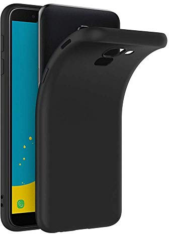 COPHONE® Coque Noir Compatible avec Samsung Galaxy J6 2018, Housse Etui Noir en Gel TPU Silicone Souple Ultra Mince avec Anti Choc pour Samsung Galaxy J6 2018