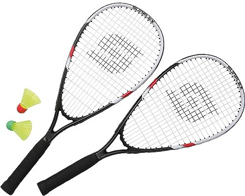Sunflex® Badminton Sonic Speed Set II Badminton - Unisex - Erwachsene - Federball - Schläger Set - Racket - Windstabile Bälle - für Park, Strand, Wiese - mit Tasche