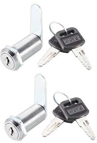 sourcing map Tumbler Cam Lock 1-3/8 Cylinder Long Cabinet Locks with No.3 Cam, Fits for 1-1/8 Max Thickness Panel Keyed Different 2Pcs