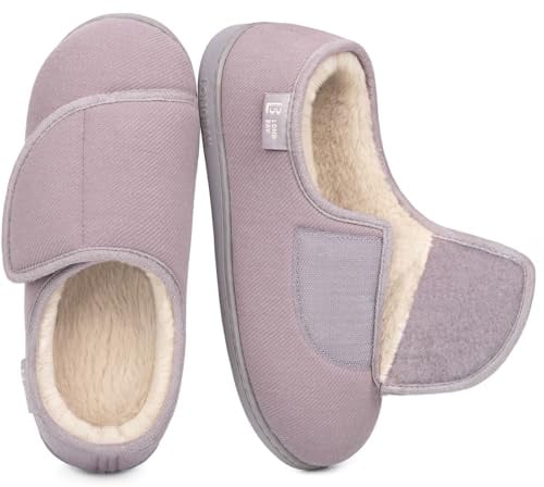 LongBay Women's Wide Fit Slippers Comfy and Cozy Memory Foam Indoor House Shoes for Diabetic Arthritis and Edema
