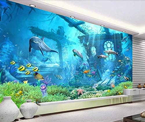 Tapete 3D Wandbild Unterwasser - U - Boot Fototapete 3D Effekt Vliestapete Wohnzimmer Wanddeko