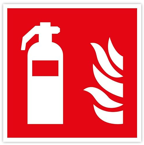 Aufkleber Brandschutzzeichen „Feuerlöscher“ Symbol Folie selbstklebend nach ISO 7010 Rot (F001) | 5-40 cm Made in Germany, Größe: 10x10cm