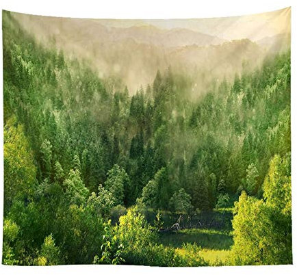 Kihomedy Wandtuch Psychedelic Mandala, Wald Etsy Wandteppich Grün Wandteppich Deko Tuch Wandtuch Wandbehang Größe 100X75Cm