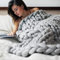 WXZX Grobstrick Decke Strickdecke, Handgestrickter, superweicher, riesiger Garnüberwurf, Decke aus Merinowolle, für neutrale Couch-Sofabank auf dem Bauernhof