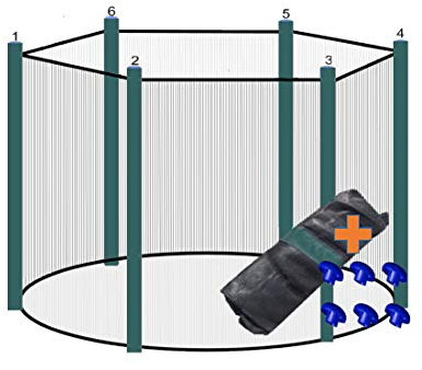 walexo Trampolin Sicherheitsnetz für 6 Stangensysteme (244 cm Ø, Schwarz/Grün)