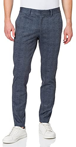 ONLY & SONS Herren Chino Hose ONSMARK Slim Check 9887 - Slim Fit - Stretch, Größe:32W / 32L, Farbe:Dress Blues 22019887