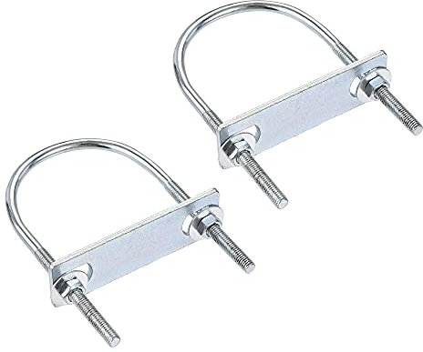 sourcing map Round U-Bolts 2 Sets 2.36(60mm) Inner Width 110mm Length Steel M6 with Nut, Plate, Washer