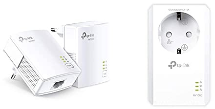 TP-Link Powerline Adapter Set TL-PA7017 KIT(1000Mbit/s Homeplug AV2, 2 Gigabit Ports) weiß & TL-PA7017 P AV1000 Gigabit Powerline Adapter mit Steckdose (1x Gigabit Port) weiß