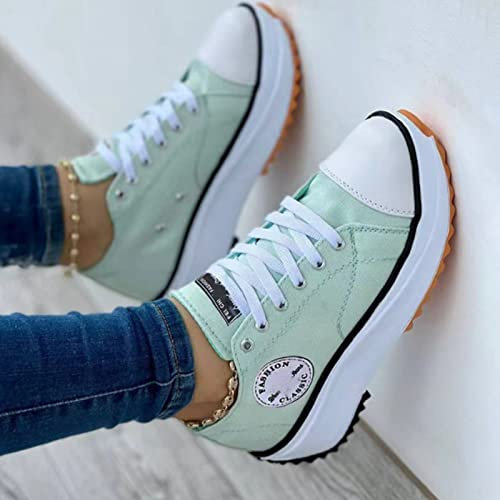 SAHRY Entrenadores De Moda De Lona para Mujer, Zapatillas Deportivas De Primavera, Zapatos De Plataforma Transpirables para Mujeres, Casual Calzado Deportivo De Mujer,Blue-42