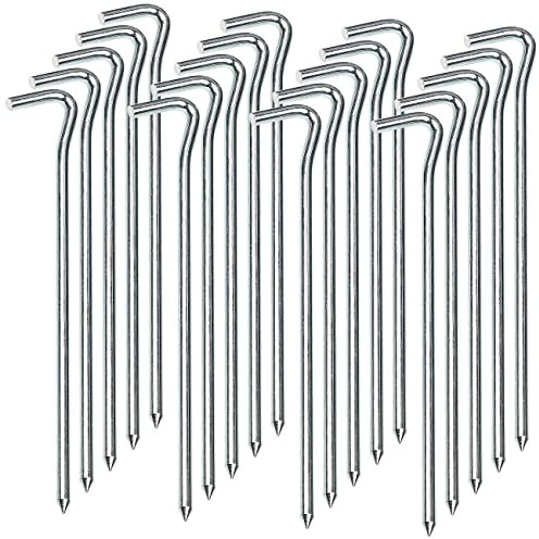 Semptec Urban Survival Technology Zelthering: 20er-Set XL-Stahl-Zelthaken für alle Bodenarten, 21 cm lang, 6 mm dick (Zelt-Heringe, Camping Artikel, Erdspiess)