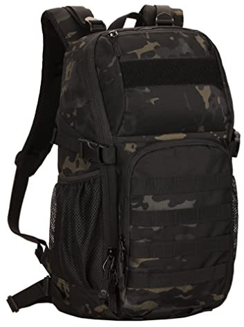 HUNTVP Militärischer MOLLE Rucksack Jagd Rucksack Ausrüstung Taktischer Rucksack Assault Pack Student Schultasche 25L, Schwarz Camouflage, Reiserucksäcke