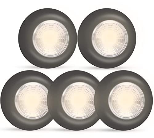 Dream Master 5 Pack LED Battery-Powered Wireless Touch Night Lights, Under Cabinet Lamp, Push Light for Closets, Counters, or Utility Rooms, Cool Light, Black (5packlight02)