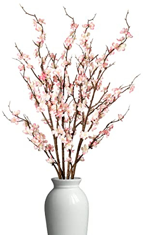 Ammyoo Lot de 4 Branches de Cerisier artificielles pour décoration d'intérieur et de Printemps, Longues tiges, pour Mariage, Maison, Bureau, Chambre à Coucher, Centre de Table, Rose