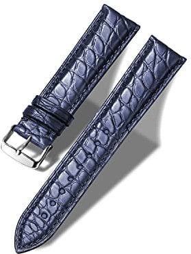 MUENShop Alligator Uhrenarmband Echtes Krokodilleder Armband 18mm 19mm 20mm 21mm 22mm 23mm 24mm Schwarz Braun Blau Ersatz Uhren Band für Herren Damen