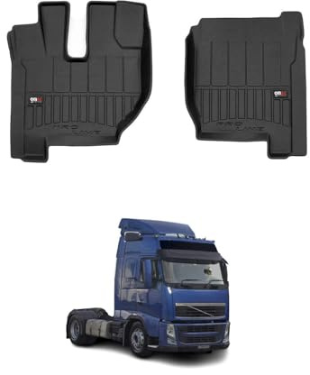 OMAC Gummi Fußmatten kompatibel mit Volvo FH 2009-2014 Premium TPE 3D Automatten Schwarz 2X