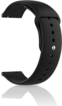 CeiBand Cinturino per 20MM 22MM Silicone Cinturini Sportive Cinturino con Fibbia a Metallo, 22MM 20MM Sport Rilascio Rapido Braccialetto per Orologio Sostitutivo per Uomo Donna - Nero
