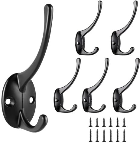 Ganchos Para Percheros Vintage, 6 Pcs Ganchos Colgadores De Pared Con Tornillos, Gancho Perchero De Aleación De Zinc, Ganchos de Abrigo de Metal Para Colgar Abrigo Sombrero Toalla Bufanda Bolso Llave