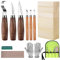 Set de couteaux à sculpter avec blocs de bois, set de sculpture sur bois pour adultes et enfants débutants, set comprenant 6 couteaux à sculpter en bois, 8 blocs de bois et des gants agrandis.