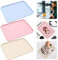 Paquete de 3 bandejas rectangulares de comida rápida, bandejas de plástico para restaurante, cafetería, cocina, fiesta (rosa, azul, beige)