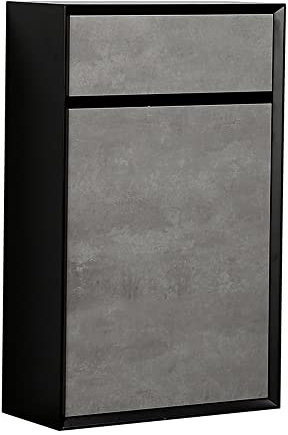 Dali Bathroom WC Unit Box Back To Wall Toilet Cistern Cover, Black & Grey Concrete Effect - 500mm
