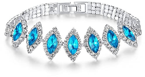 Prosy Blaue Kristall-Infinity-Kollektion Armband Silber Freundschaft Armreif Armband Fantasy Hand Accessoires Schmuck Verstellbar für Frauen und Mädchen (A)