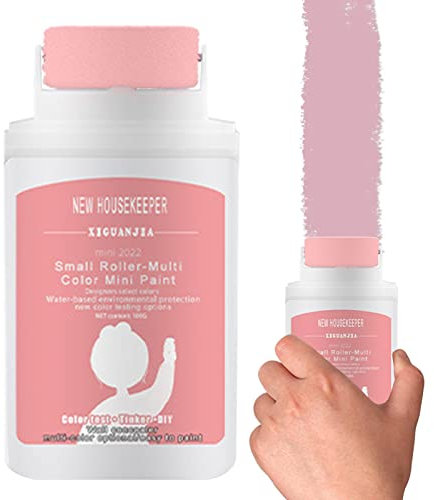 Gusengo Wandreparaturpaste Roller - 2 In 1 Mehrfarbige Latexfarbe Mit Rollenpinsel, Umweltschutz Graffiti Farbe Schmutzige Abdeckung Wandrenovierung Reparatur Wandfarbe (Rosa)