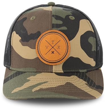 Vertx Herren Trucker-Mütze, Leder, Patch, Baseballkappe, Camouflage Oliv, Einheitsgröße