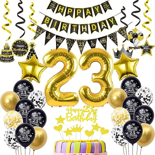 Luftballons 23. Geburtstag Deko Schwarz Gold, deko 23. Geburtstag Dekoration, Ballon 23 Mann deko , gold Tortendeko 23 Jahre Geburtstagsdeko 23 Jahre Männer Frauen gold