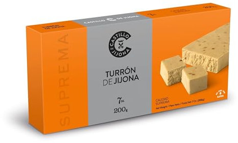 Castillo de Jijona - Turrón de Jijona - Turrón Tradicional - Almendra Selecta - Sin Gluten - Calidad Suprema - Receta Artesanal - Fabricado en España (Jijona) (200, Gramos)