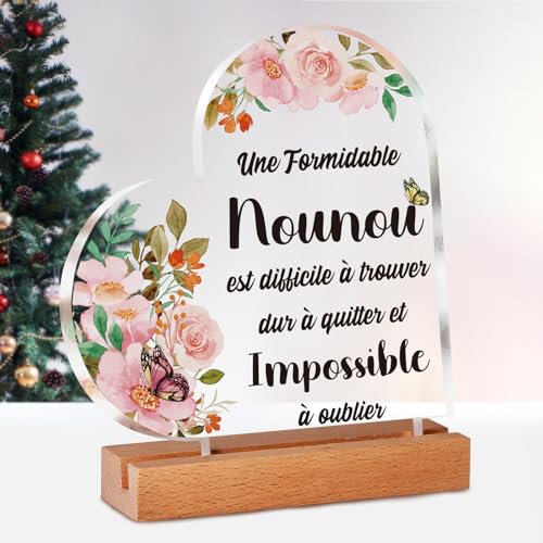 Cadeau Nounou, Cadeau Nounou Original, Plaque Acrylique, Cadeau Nounou Fin de Contrat, Merci Nounou, Cadeau Nounou Fin d'Année, Cadeau pour Nounou, Cadeau Noel Nounou