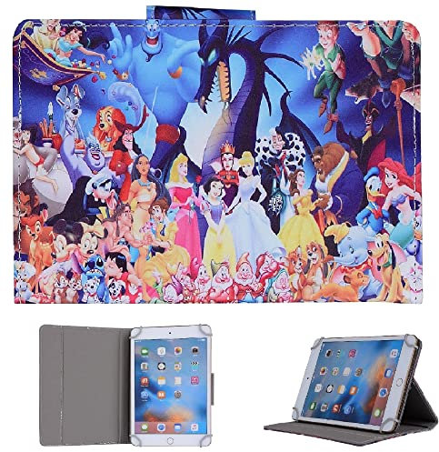 10 Tablet Case - Universal Stand Case Folio Cover for ALL 10in 10.1in Inch Tablets/Fits 9.7 10.1 10.2 10.3 10.4 10.5 10.6 Touchscreen Tab (All Disney Characters)