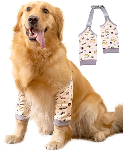 DKDDSSS Recovery Sleeve Hund, Ellenbogenbandage Hund, Ellbogenschoner für Hunde, Hund Chirurgie Erholung Recovery Sleeve für Vorderbeine, Kniebandage Arthrose für Hunde (Gelb, XXL)