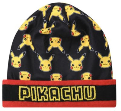 Pokemon Beanie Mütze Wintermütze (DE/NL/SE/PL, Numerisch, 54, schwarz/rot)
