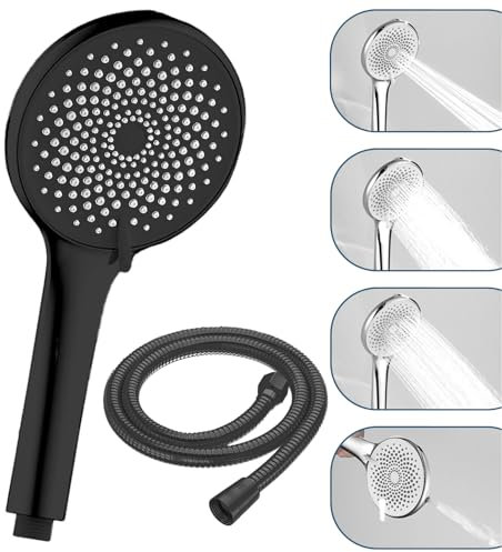 STOAT®pommeau de douche avec tuyau。 Grande pomme de douche XXL avec flexible de douche antidéflagrant en acier inoxydable.pommeau de douche noir.paumeau douche.paume de douche.poire de douche