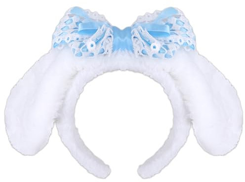 Roffatide anime Cinnamoroll lapin oreille serre - tête en peluche avec lapin poilu petit chien oreille serre - tête mignon JK Bow headwear blanc