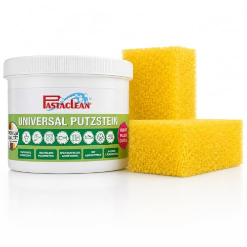 Pastaclean Universal Putzstein 900 g + 2 Schwämme – Küche, Bad & Ceranfeld | 3-in-1 Universal Putzstein mit Abperleffekt – reinigt, pflegt, schützt – Allzweckreiniger für Küche, Bad, Sneaker, Ceranfeld
