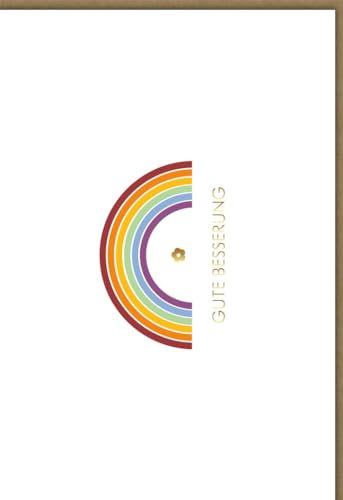 Genesungskarte mit Regenbogen-Motiv und Schriftzug Gute Besserung – Farbenfrohe Besserungswünsche, Aufmunternde Grußkarte für Krankheit & Erholung - mit Umschlag