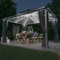 Festnight Garten Pavillon 4x3m mit LED Beleuchtung + Solarmodul Gartenpavillon optional mit Moskitonetz Pavillon mit Vorhängen Gartenpavillon Aluminium Partyzelt Gartenzelt Anthrazit