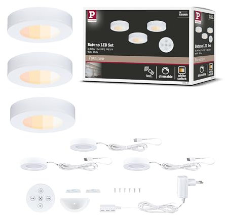 Paulmann 92127 LED Unterschrankleuchte Batuno 3x2,1W 70mm 3x180lm 230/24V Weiß White Switch Möbelaufbauleuchte