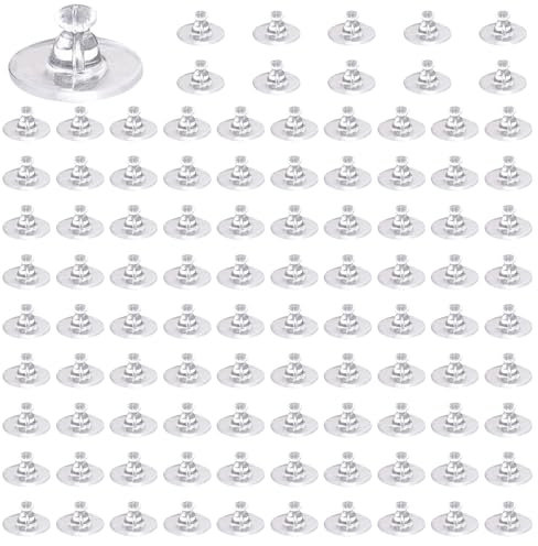 Confezione da 100 Ferma Orecchini in Silicone, 10mm Chiusura Orecchini in Gomma, Chiusure per Orecchini chiuse a Perno Universale Unisex, per Orecchio Frizione Posteriore di Sicurezza (Trasparente)