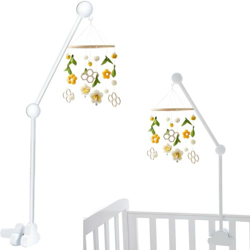 Baby Mobile Halterung Holz, Halterung Mobile Wickeltisch, Mobile Halterung Babybett Weiß, Baby Mobilehalter Wickeltisch, Halterung für Mobile Baby für Aufhängung Windspiele Spielzeug