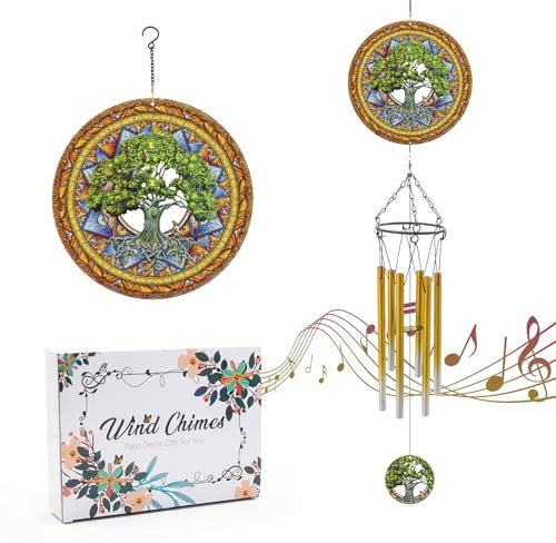 Windspiel mit Baum des Lebens Wind Spinner, Geschenke für Männer, Frauen, Ruhestand, Lehrer, Eltern - Outdoor Hanging Decor Clearance für Garten, Terrasse, Hinterhof oder Veranda