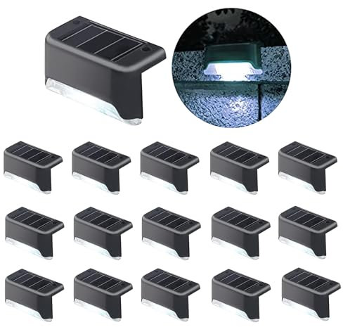 jindaaudio Luce solare per piscina, luce bianca fredda (confezione da 16), luci per esterni impermeabili a LED, luci solari per gradini