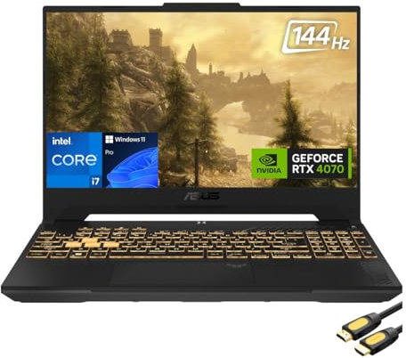 ASUS TUF Gaming Laptop, 15.6 FHD 144Hz Display, 13th Gen Core i7-13620H (Up to 4.90 GHz), GeForce RTX 4070, 32GB DDR5, 2TB NVMe 4.0, WiFi 6, TB 4, Backlit KB, RJ45, HDMI, SPS HDMI Cable, Win 11 Pro