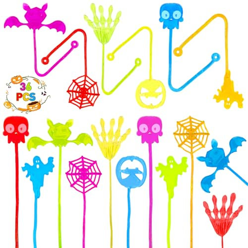 TOPJOWGA Halloween Klatshhand Kinder, 36 Stück Klatschhand Glibber, Klebehand Spielzeug für Halloween, Bunte Glibberhand Mitgebsel, Halloween Mitgebsel Kinder, Pinata Halloween Füllung Party