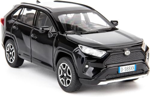 imtfzct Kompatibel für 1:32 Diecasting Alloy Toyota RAV4 Car Modellauto, Pull Back Spielzeugauto mit Sound und Licht, Open Door für Kinder Geschenk, Kindergeschenk schwarz