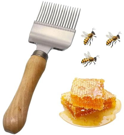 Entdeckelungsgabel,20*7cm Bienen Gabel,entdeckelungsgabel edelstahl,entdeckelungsgabel holzgriff,honig entdeckelungsgabel,Honig Entdeckelungsgabel,zum Ernten und Gewinnen von Honig