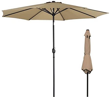 NSTVVEE Parasol de terrasse de 2,7 m sans Base, Parasol incliné, Rouge vin, Vert foncé, Beige, Kaki, café, pour piscines, plages, Parasol inclinable (Kaki 2,7 m